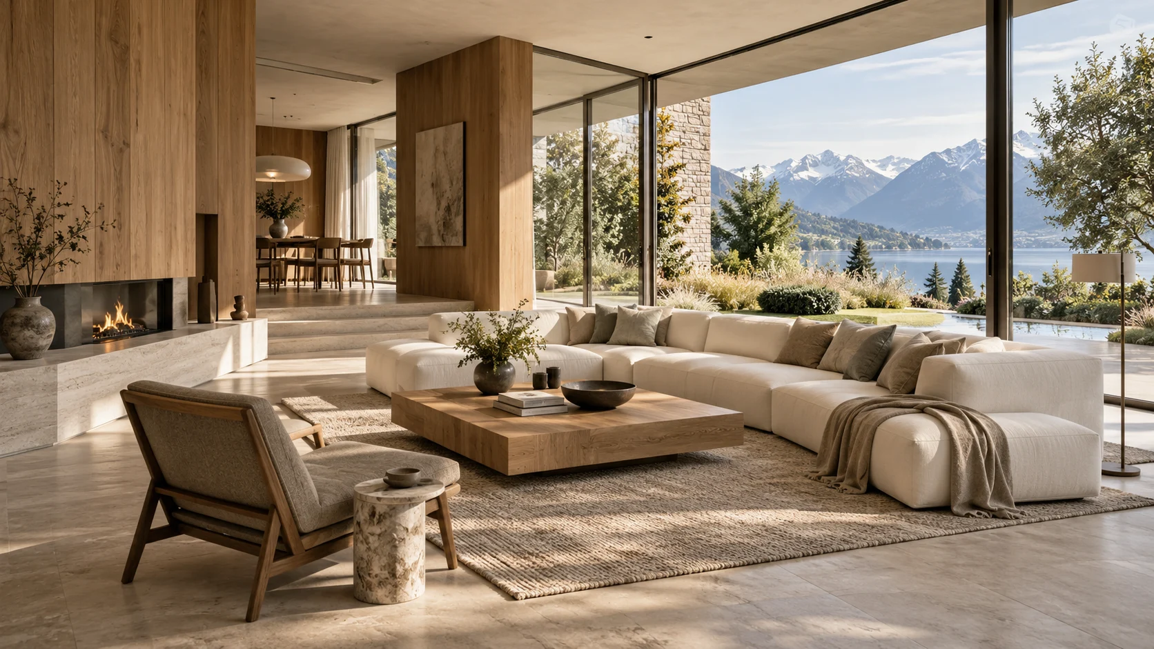 Wohnrauminspiration mit Holz, Stein und Tageslicht